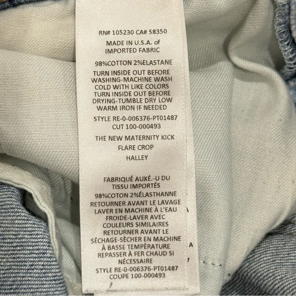 Current/Elliott X Hatch The New Maternity Kick Flare Crop Halley Jeans 28 Chic - Picture 11 of 12